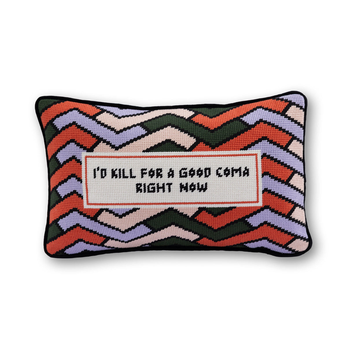 Good Coma Needlepoint Pillow