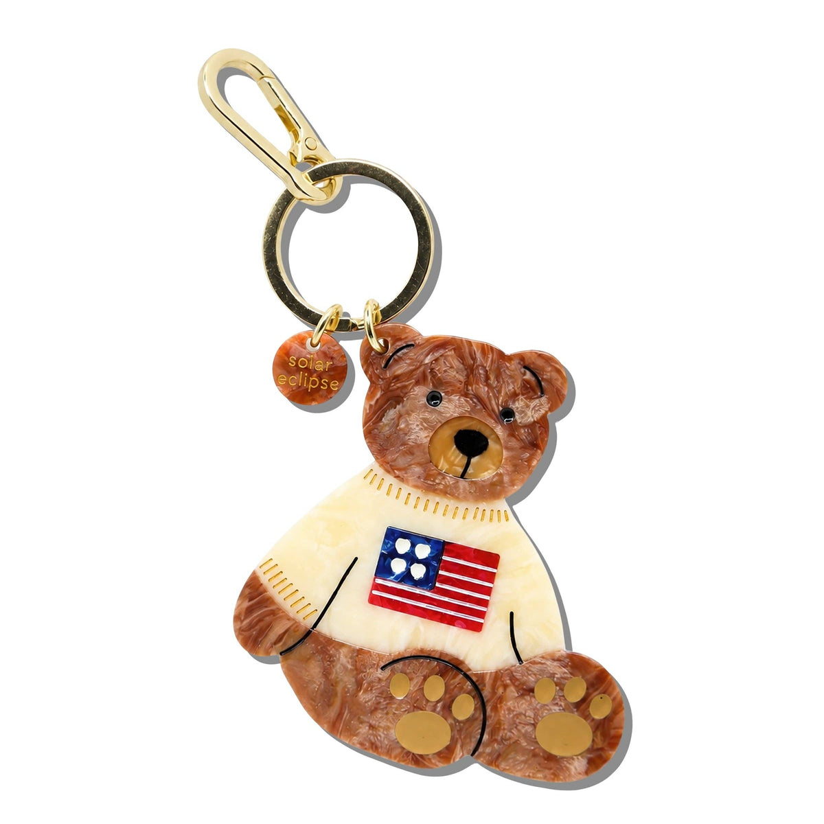 Hand-painted Americana Teddy Bear Bag Charm + Keychain