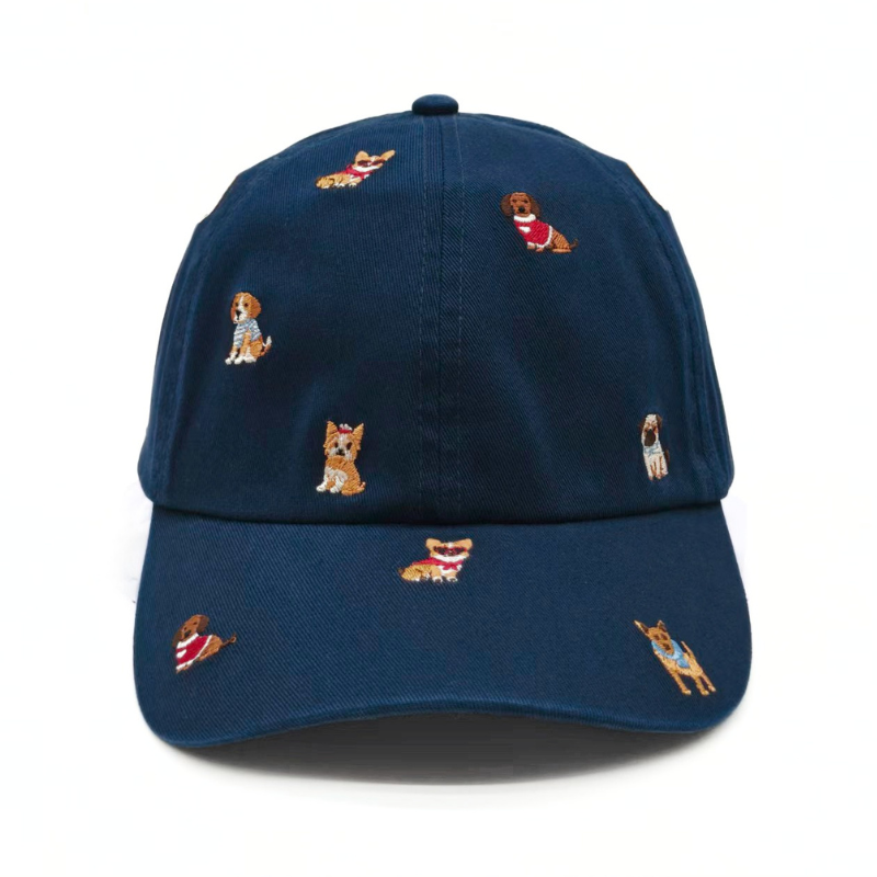 Dogs allover Embroidered Baseball Cap - Navy