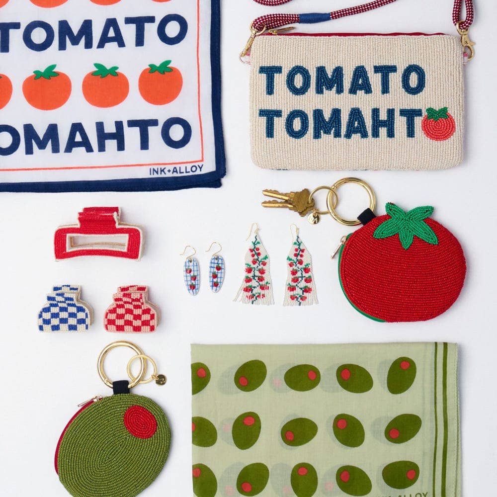 Leila Tomato Tomahto Seed Bead Clutch With Strap