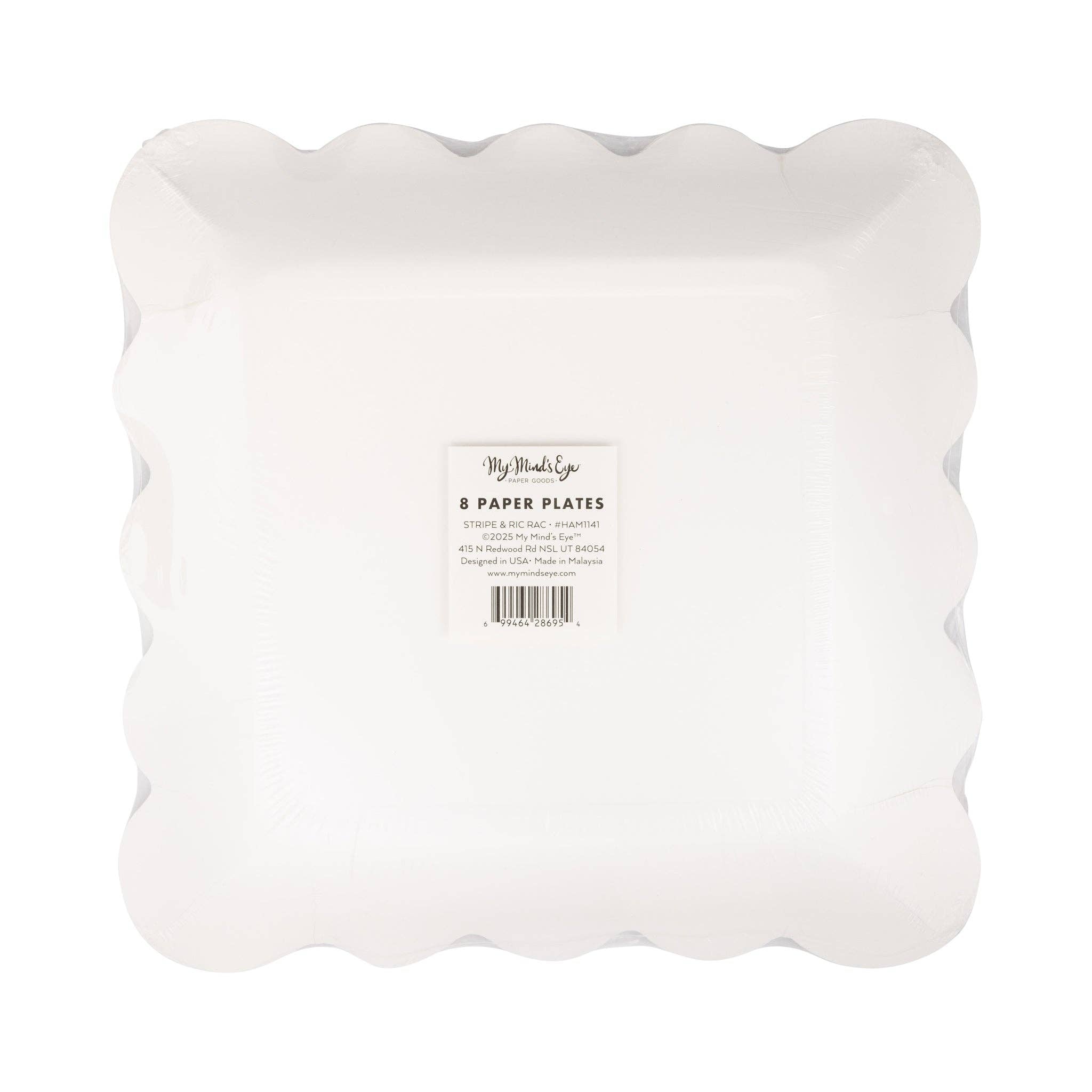Hamptons Stripes Ric Rac Trim Paper Plate