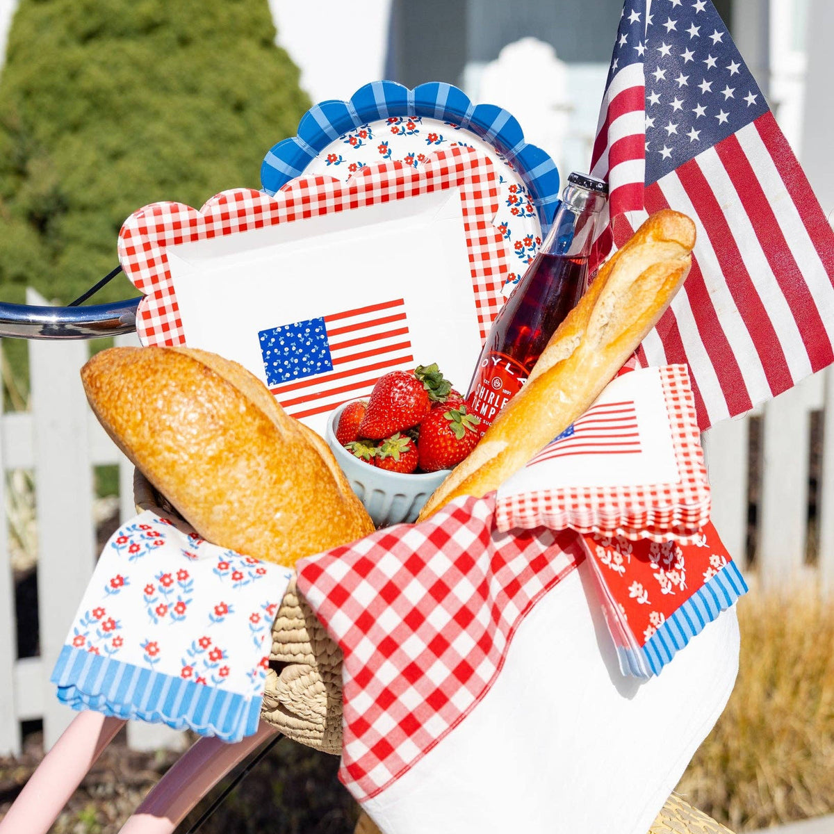 Gingham Flag Paper Plate