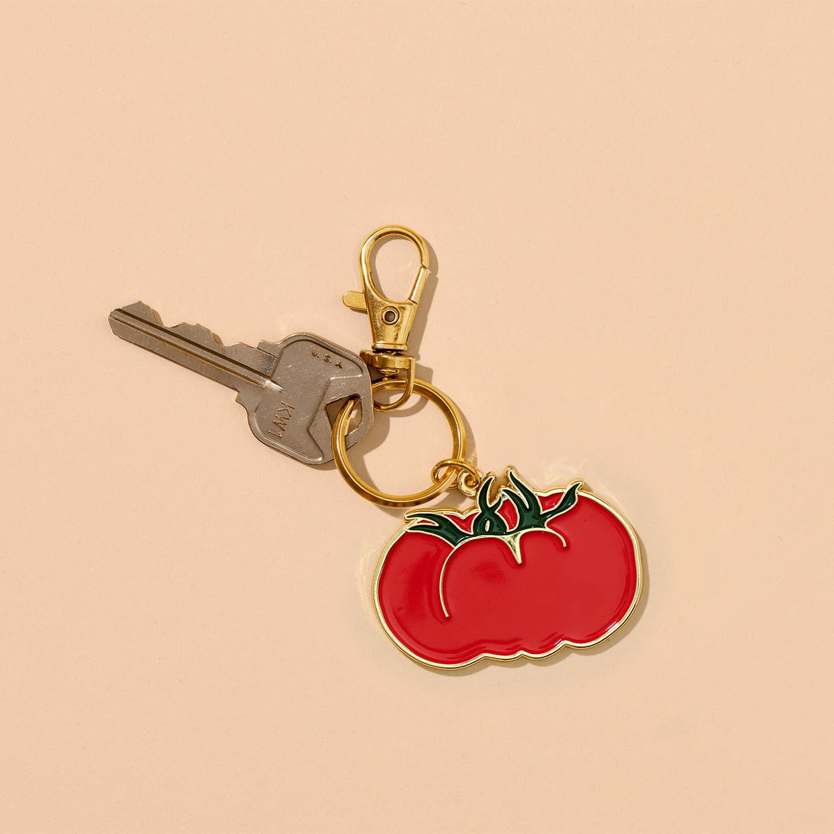 Enamel Keychain & Bag Charm—Heirloom Tomato  
