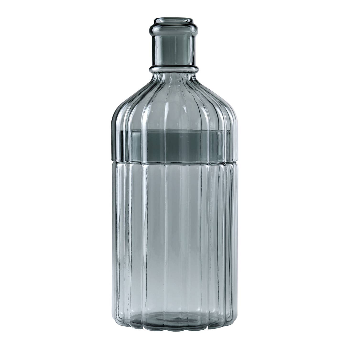 Metropolitan Elegance Ribbed Glass Flower Vase - Grey