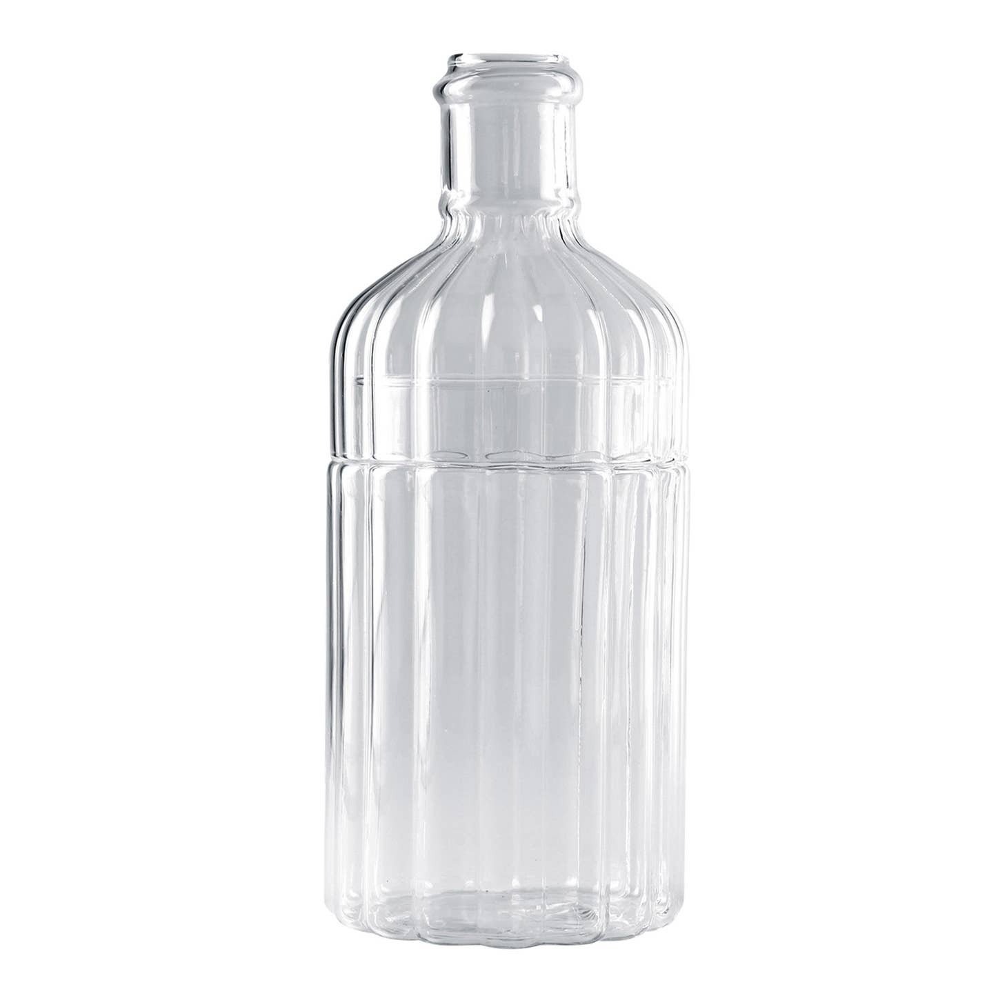 Metropolitan Elegance Ribbed Glass Flower Vase -  Clear