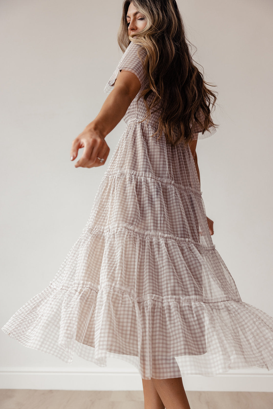 Kotie Gingham Chiffon Dress
