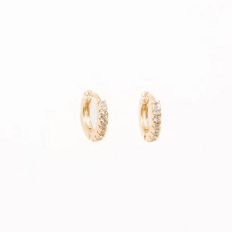 8mm CZ Diamond Huggie Hoops in Gold