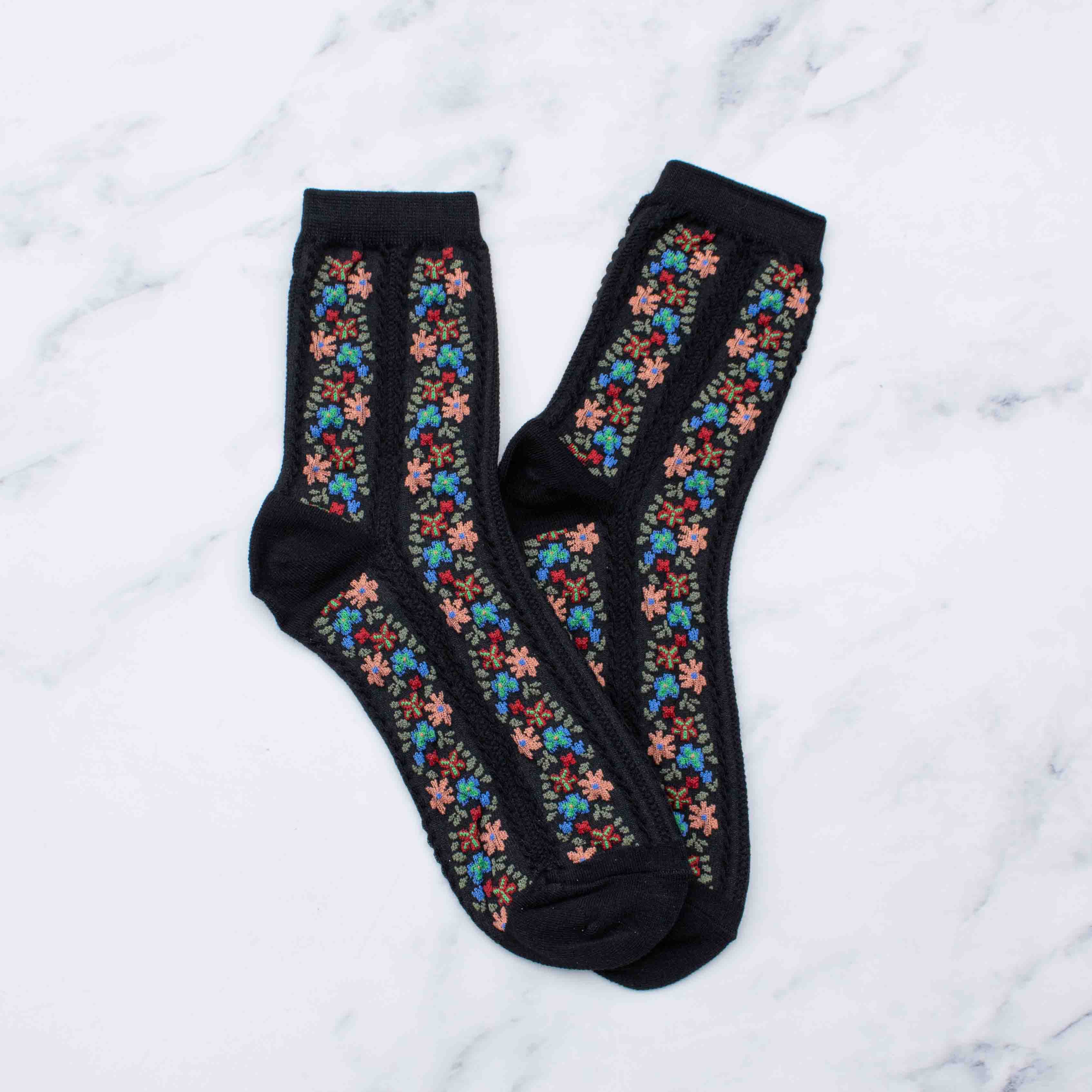 Elevate your everyday comfort with these charming Aahana Floral Casual Socks. Featuring a delicate floral pattern that brings a touch of elegance to your wardrobe, these crew socks are perfect for adding personality to any casual outfit. Crafted for all-day wear, they offer the cozy support you deserve while keeping your style fresh and thoughtful. Whether you're relaxing at home or out and about, these socks remind you that the little details matter.

Details:

Adult Size
80% Cotton ,15% Spandex, 5%Poly.