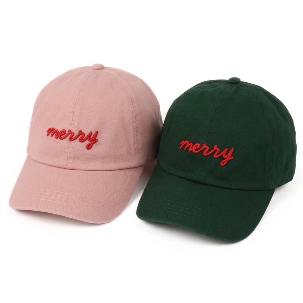 Christmas Merry 3D Puff Embroidered Baseball Cap - 2 Colors Available