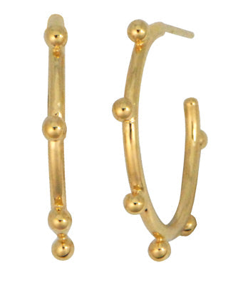 Kris Beaded Ball Hoop Earrings in Gold