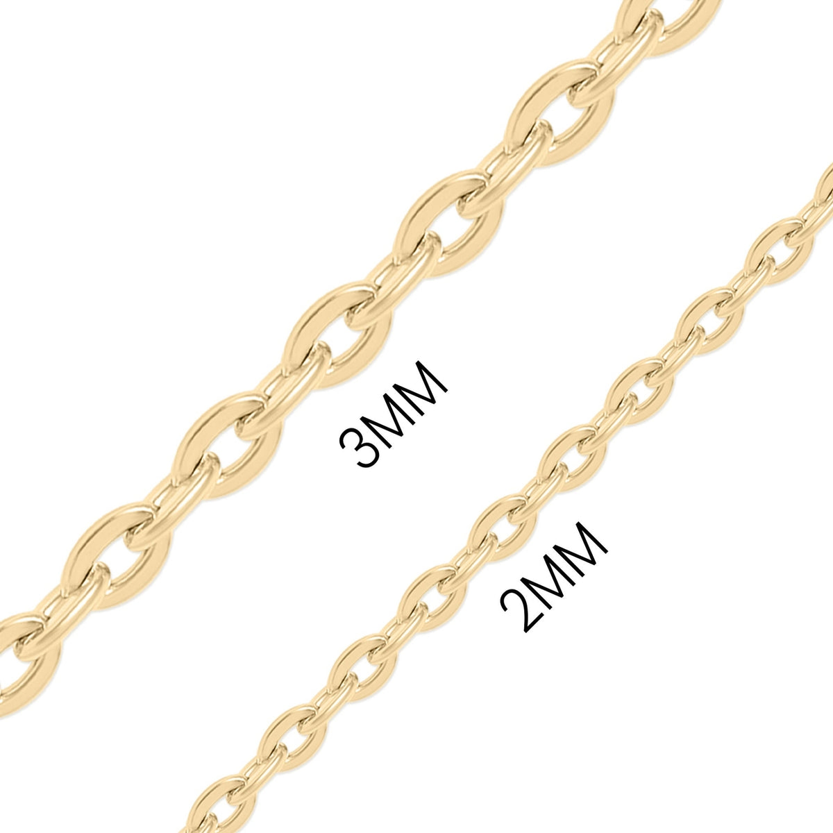 Gold Flat Oval Loop Chain - 2mm