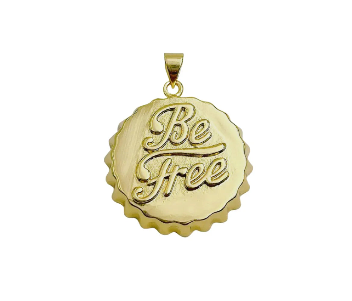 Embrace your free spirit with our Be Free Bottle Cap Charm. This charming charm (pun intended) is perfect for those who love to enjoy a cold beer or soda and want to show it off in style. The gold plated cap features the empowering phrase "Be Free" and is sure to add a touch of fun to your accessories collection. Cheers to being yourself!