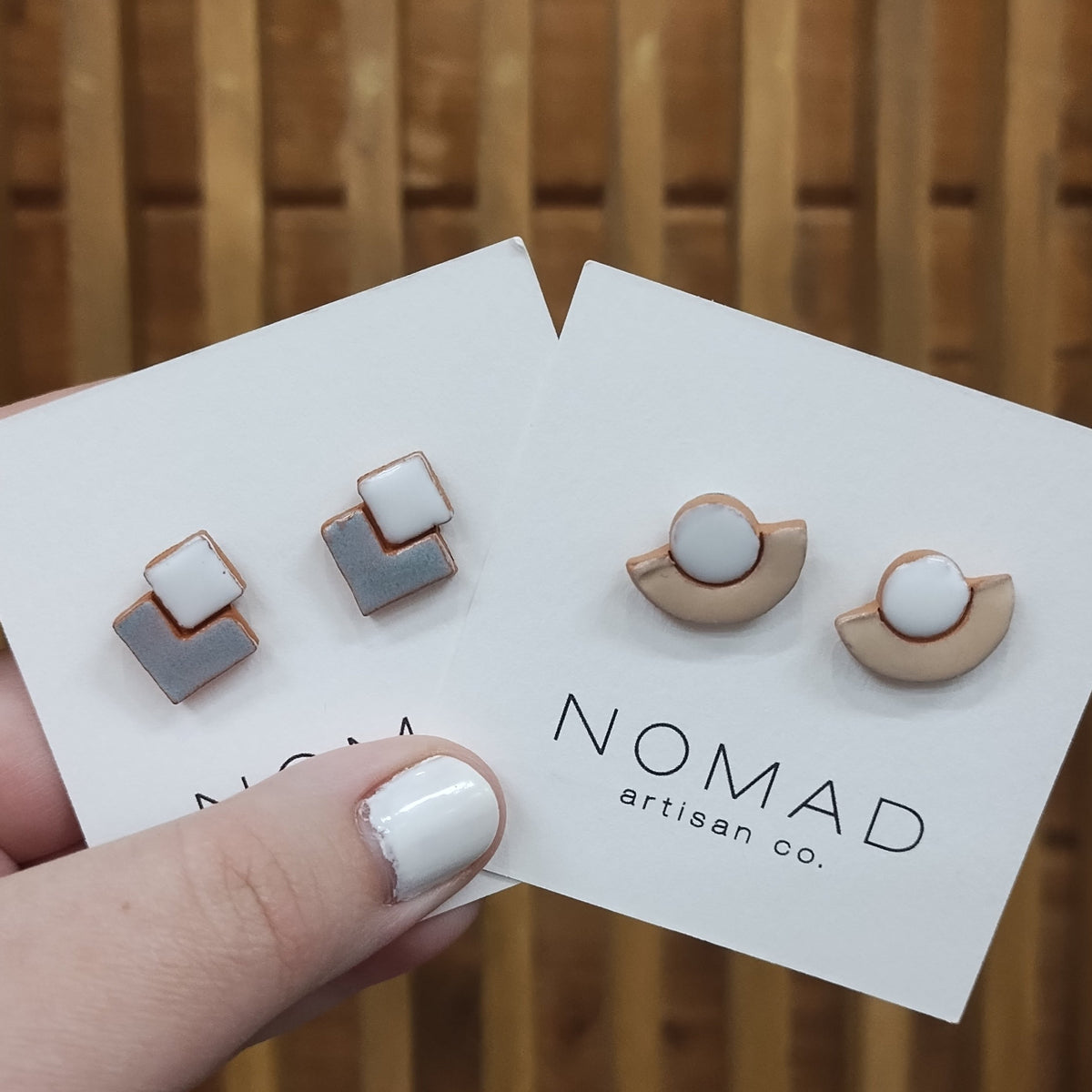Abstract Shape Double Color Ceramic Studs