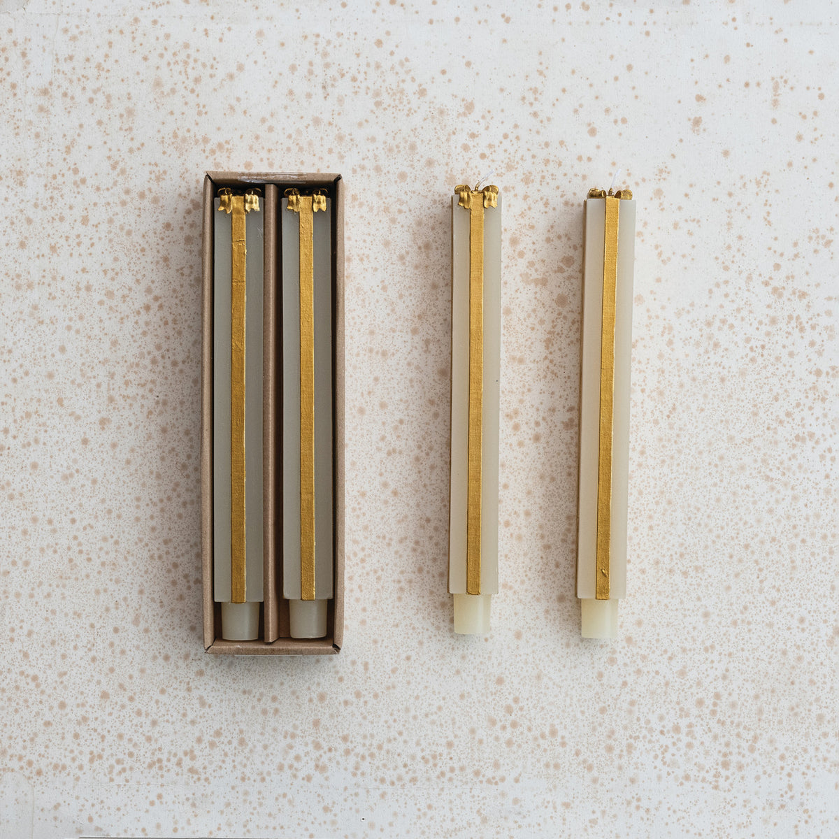 Unscented Present Taper Candles in Gold -  2 Size Options