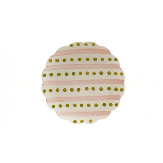 Hand-Painted Stoneware Scalloped Plate - Petal Dot