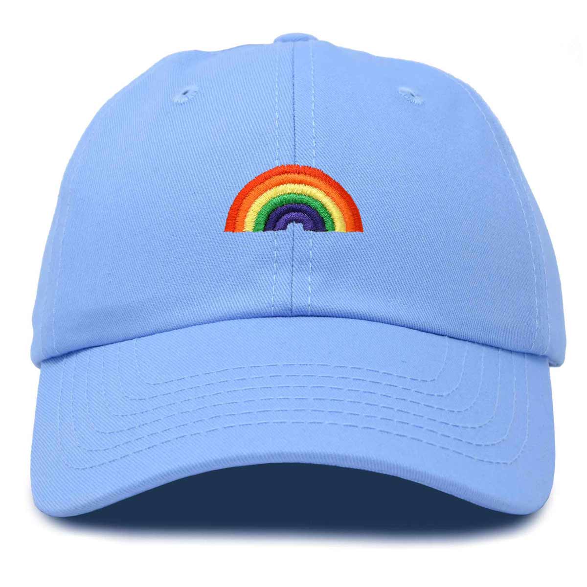 Show your Love for humanity and take Pride in yourself! Our Rainbow embroidered baseball caps are customized for your daily wear or events such as pride festivals for our LGBT communities. Every cap is made with 100% cotton. The spun material is not only light weight, but good for an entire day's use and perfect for activities such as running, hiking, any outdoors sports, or at the gym.

With 6 eyelet holes (1 per hat panel), it provides for great ventilation on hotter days to keep your head cool.