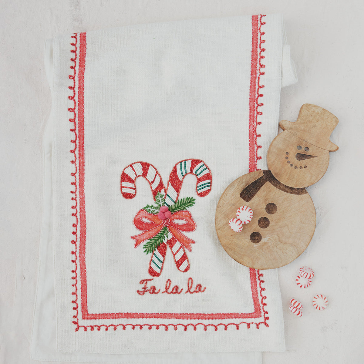 Candy Cane Cotton Slub Table Runner