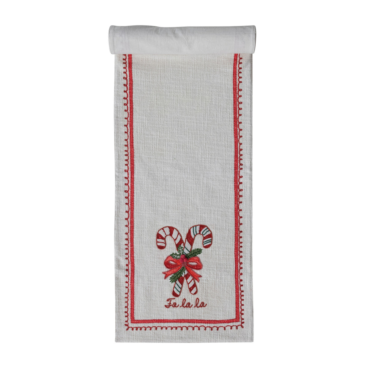 Candy Cane Cotton Slub Table Runner