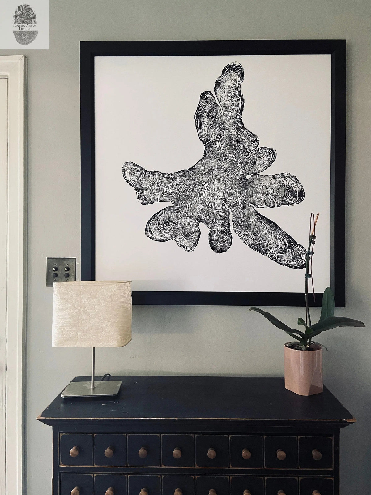 New York, Adirondack Mountains, Woodcut Print, Natural Wood Slices, Huge Wall Art, 36x36 inches