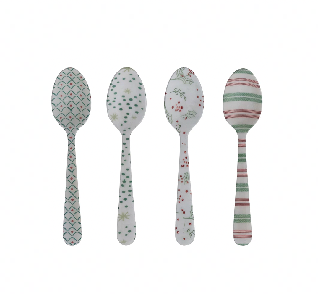Enameled Stainless Steel Spoon - Festive Dots