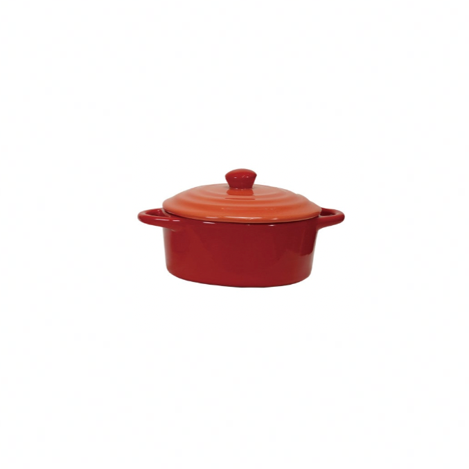 Stoneware Two-Tone Baker - Red & Orange