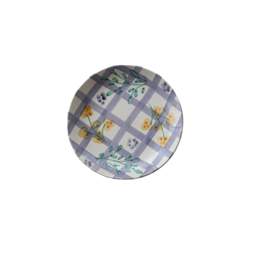 Hand-Painted Stoneware Plate Blue