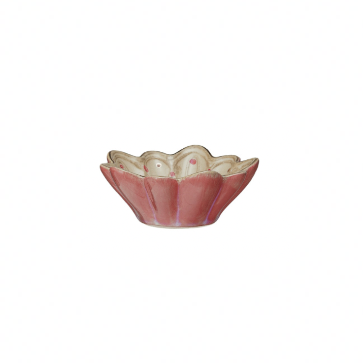 Polka Dot Daisy Stoneware Dish - Cream