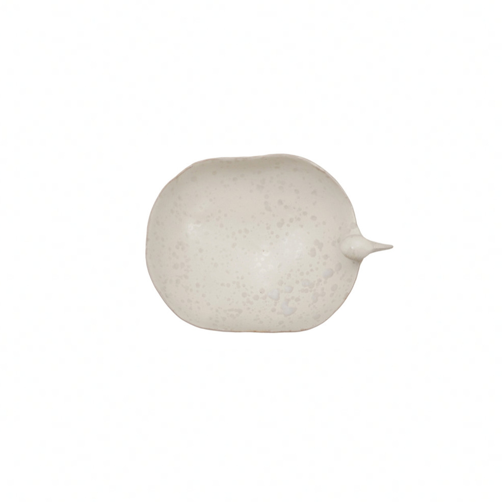 White Speckled Stoneware Footed Bird Shaped Bowl