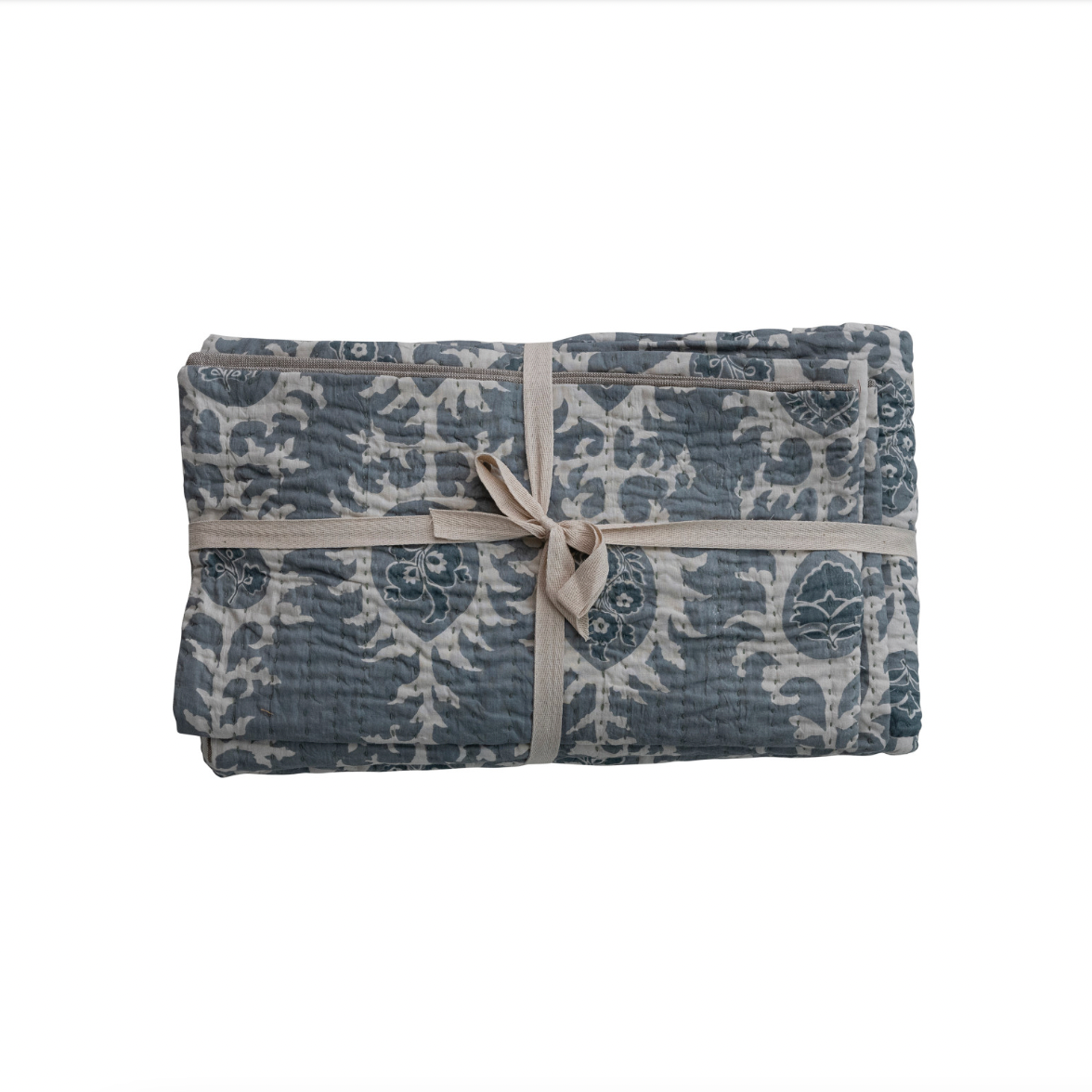 Blue Kantha Stiched Bed Set