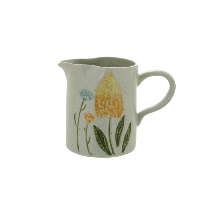 Hand-Painted Petite Florals Stoneware Creamer