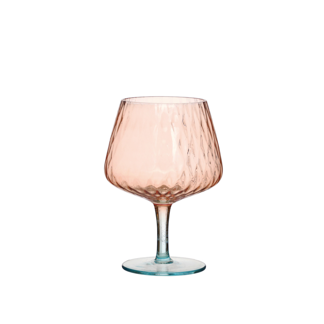 Two-Tone Stemmed Fluted Wine Glass, Blush Color & Blue