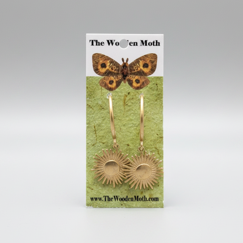 The Wooden Moth Brass Earrings Small Sun