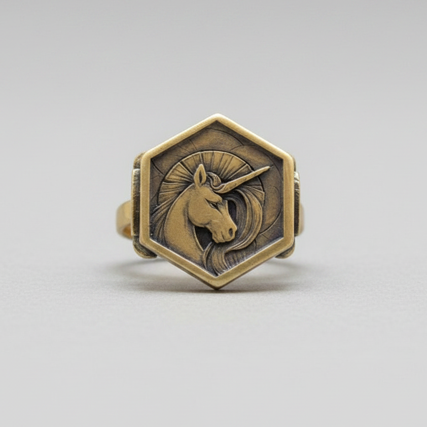 Ring Large Hex Unicorn