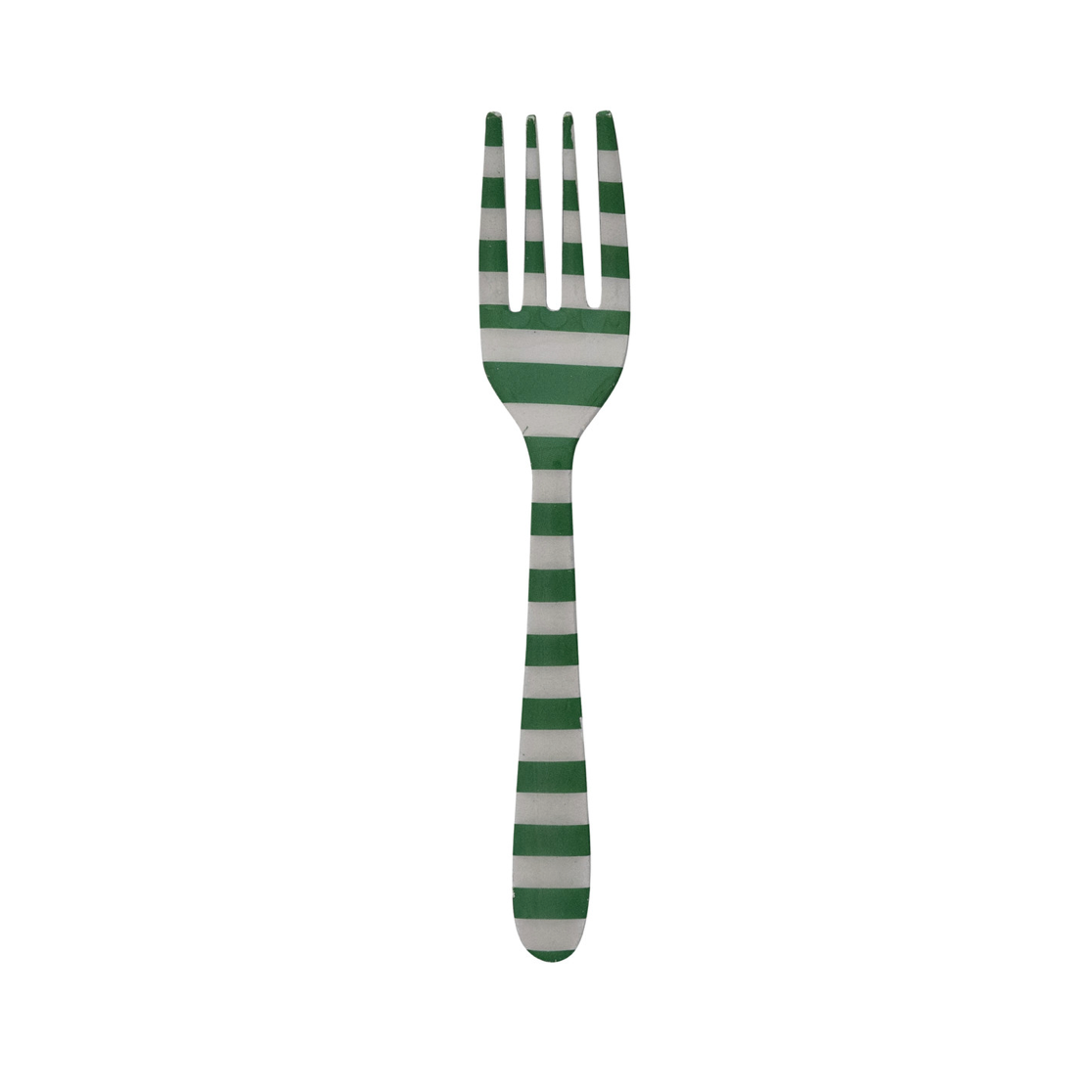 Merry Striped Enameled Forks- green white stripes