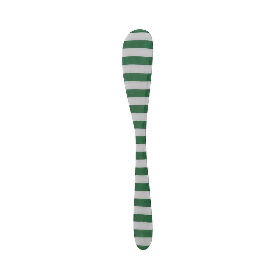 Merry striped Enameled Canape Knife  green & white striped