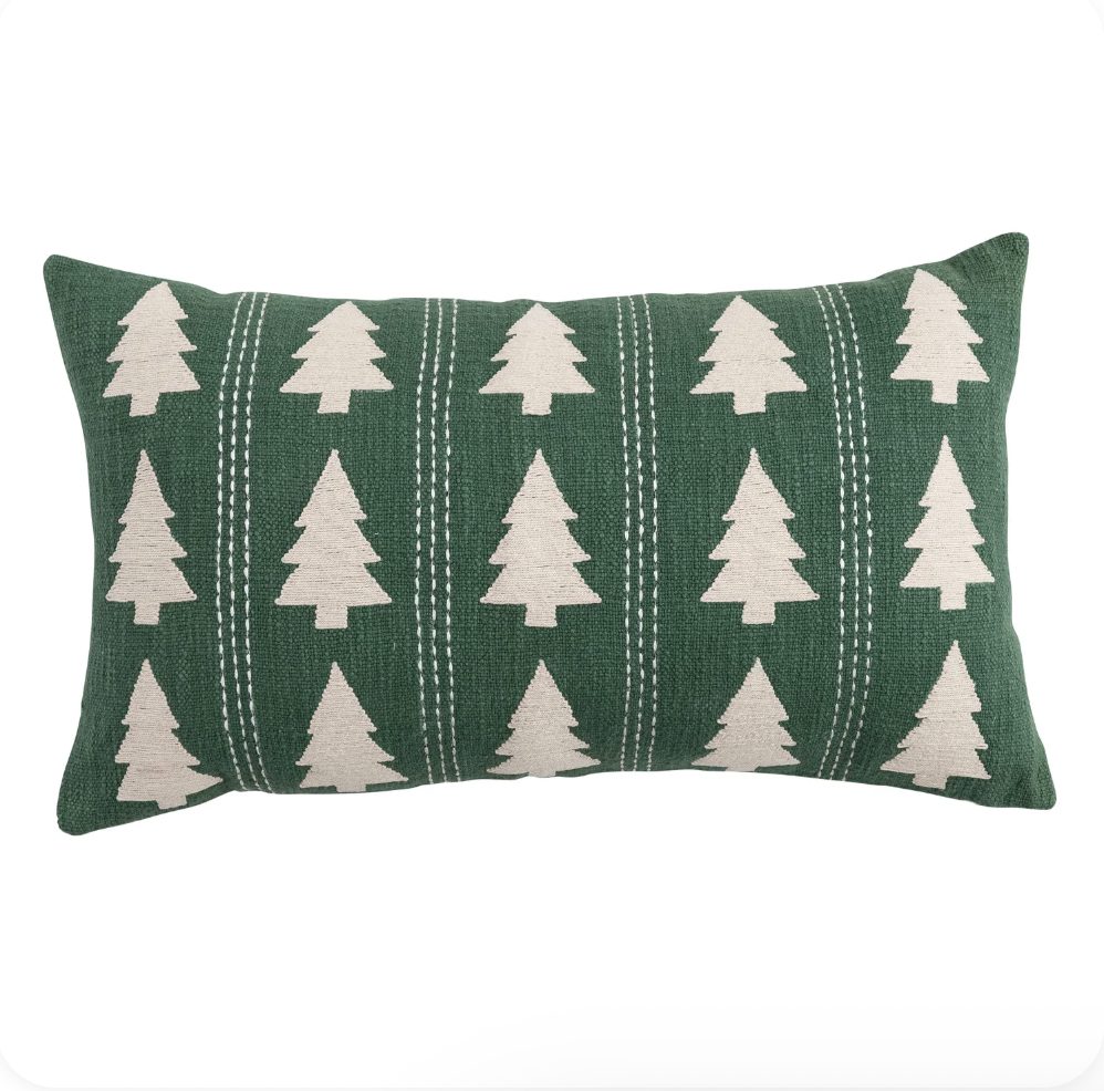 Evergreen Tree Stripe Lumbar Pillow