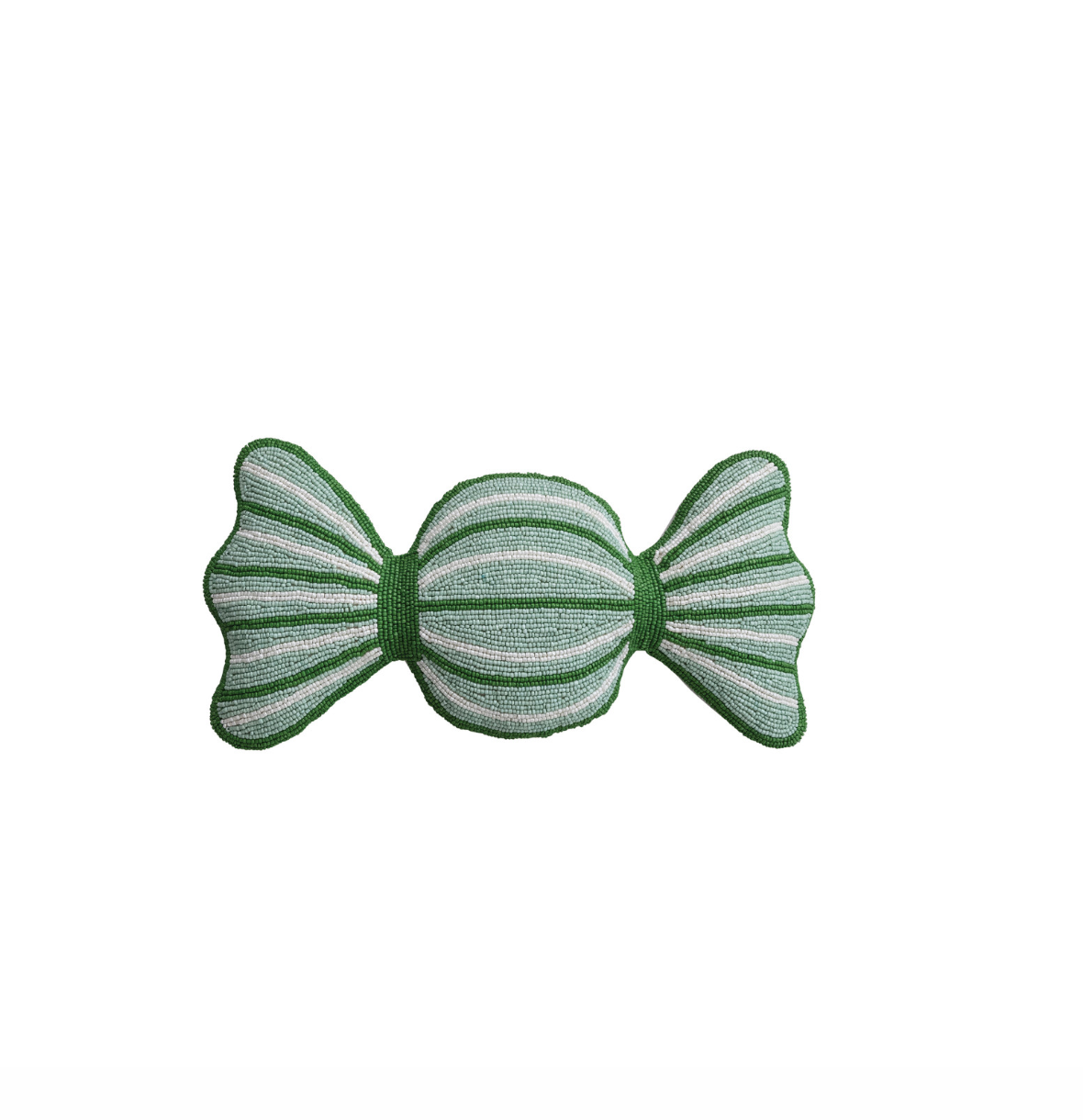 Soft Holiday Whimsy Beaded Candy Pillow - Green