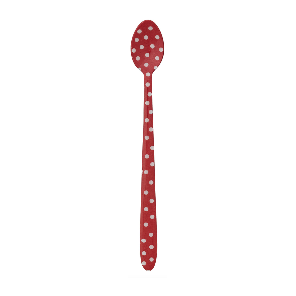 Merry Polka Dot Enameled Cocktail Spoon -  Red with white polka dots