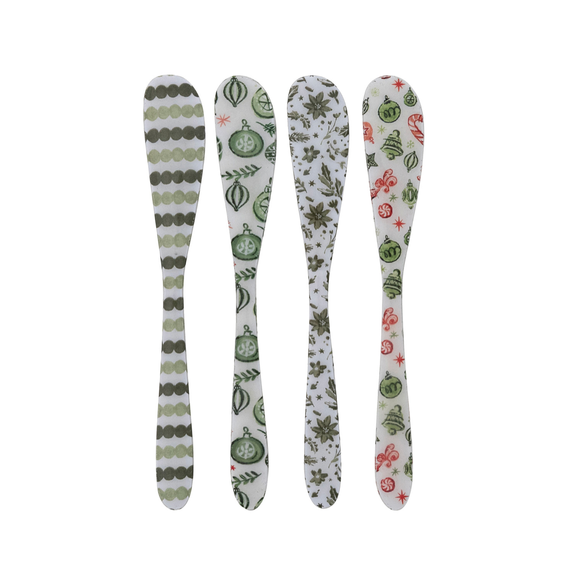 Holiday Patterned Enameled Stainless Steel Canape Knife - 4 Styles