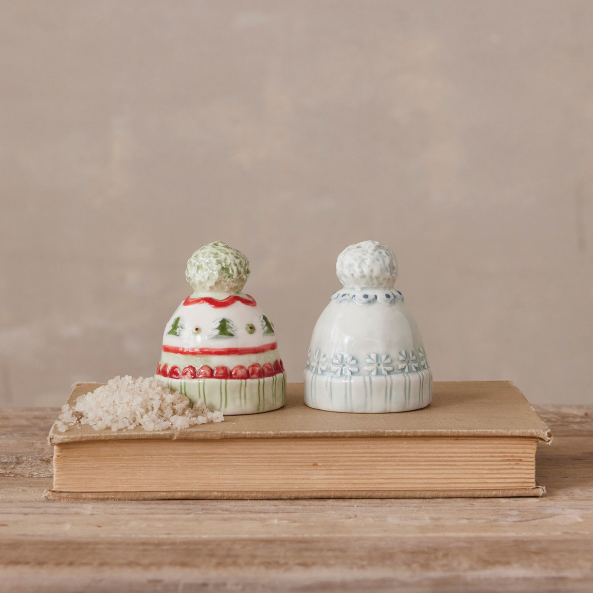 Cozy Winter Hat Stoneware Salt & Pepper Shaker Set