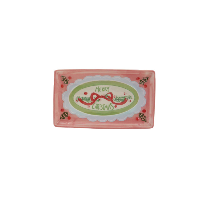Soft Holiday Whimsy Stoneware Dish - Merry Christmas