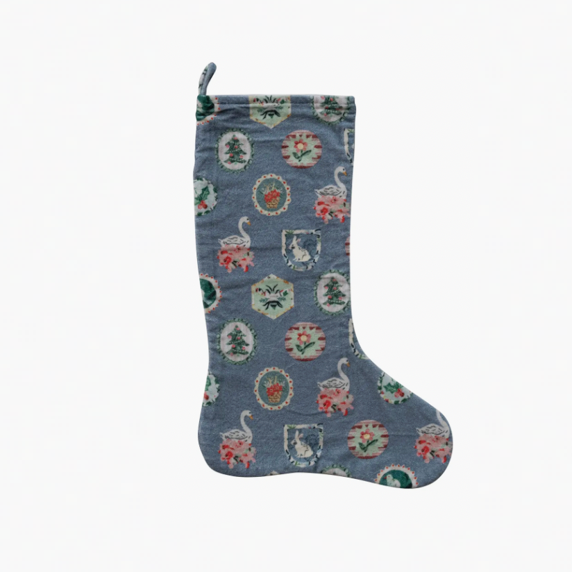 Artisan Cotton Velvet Patterned Holiday Stocking