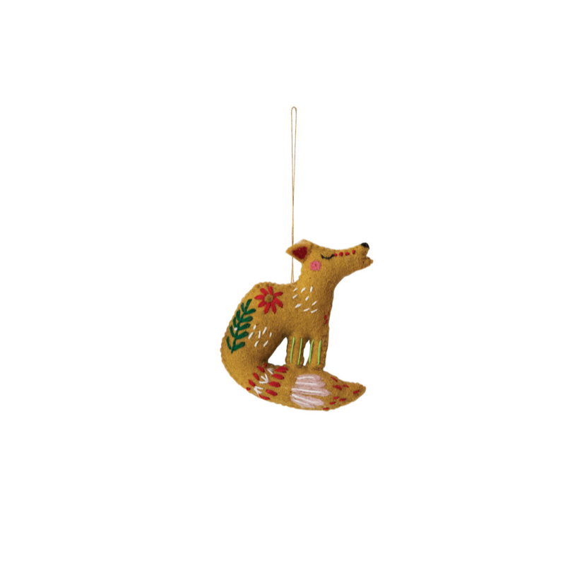 Folk Art Felt Animal Ornament - fox