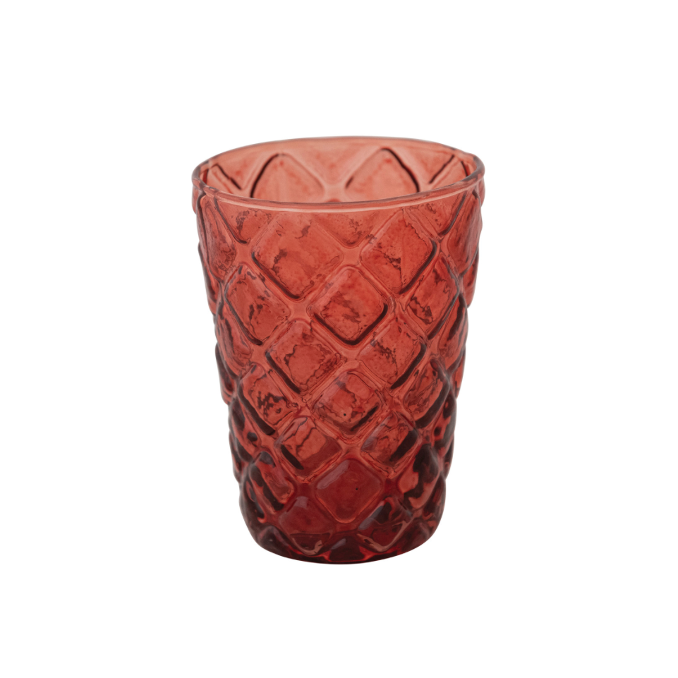 Red Embossed Drinking Glass