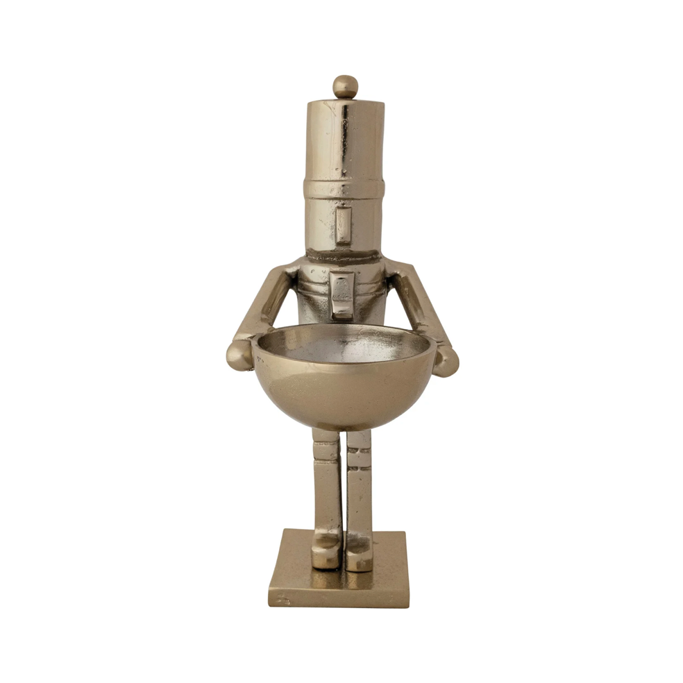 Gold Nutcracker Holding Bowl