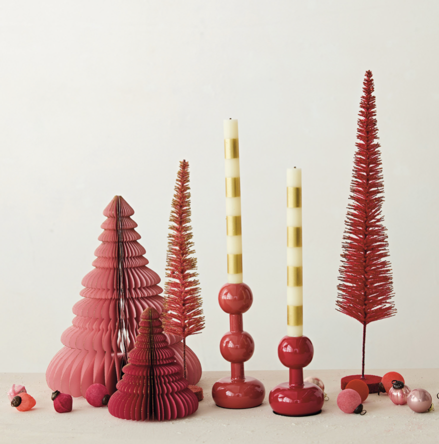 Enameled Metal Ball Taper Holder - Berry