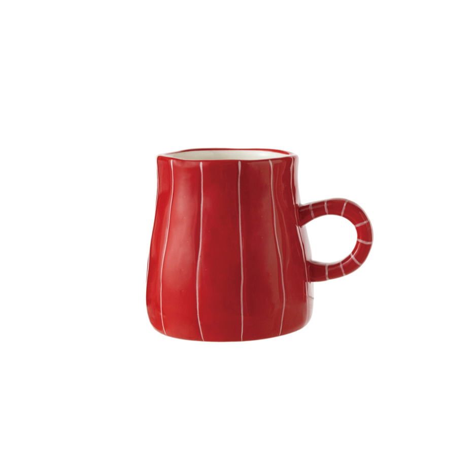 Red with Pink Striped Mug