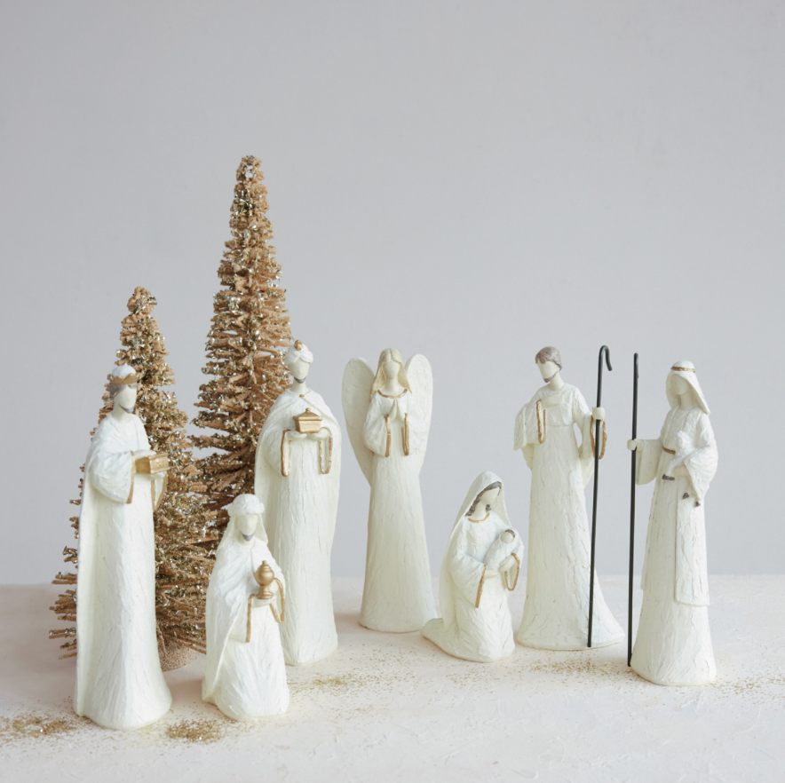 Ivory & Gold Nativity Set