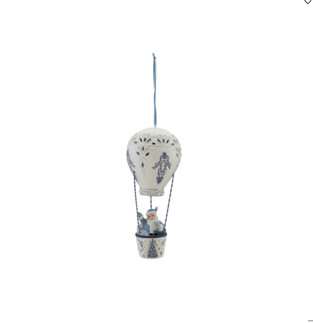 White & Blue Resin Hot Air Balloon Ornament