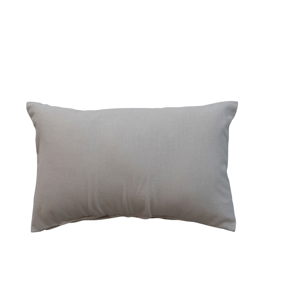 Cotton Lumbar Pillow with Mistletoe Pattern